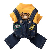 Denim overalls for puppies four-legged clothes thin Teddy Bichon Pomeranian pets small dogs and cats spring and autumn styles