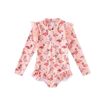 Kappa Girls Flamingo Jumpsuit Childrens One-piece Contrast Print Swimsuit Breathable and Versatile Jumpsuit