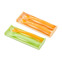 Thermos newborn baby childrens tableware silicone soft spoon set of 2 feeding spoons baby food supplement eating puree