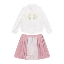 Zuoxi Girls Hanfu Suit Autumn Spring Autumn 2024 New Childrens New Chinese Style Horse Face Skirt Two-piece Set