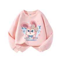 Jeanswest childrens clothing girls sweatshirts spring and autumn 2024 new childrens autumn casual round neck tops big childrens autumn clothing