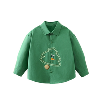 100% pure cotton Qiqi Xiong boys long-sleeved shirt childrens shirt baby autumn style jacket 2024 new style