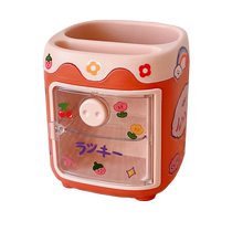 Cute Cartoon Large Capacity Piggy Pen Holder Creative Drawer Piggy Pen Holder Girly Heart Stationery Storage Drawer Pen Holder