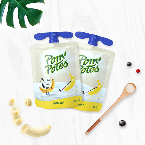 PomPotes/Fayoule children's room temperature yogurt banana flavor 85g*4 bags imported children's snacks non-fruit puree