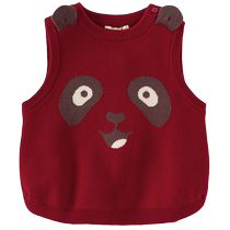 David Bella childrens sweater vest 2024 autumn new style boy cartoon vest female baby sweater top