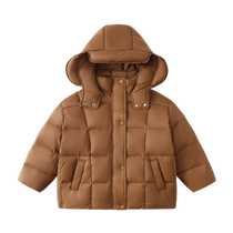 Ueki childrens clothing boys and girls down jacket autumn 2024 new Dupont three-proof medium and large childrens hooded down jacket