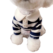 Pet dog casual striped round neck T-shirt small and medium-sized dogs anti-shedding spring and autumn clothes Bichon Teddy