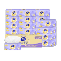 Vinda coton papier de soie résistant luxueux et doux taille M 20 paquets de serviettes hygiéniques en papier-mouchoir à 3 couches imitation cachemire boîte complète pour un usage domestique