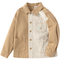 (Same style in the mall) Balabala Boys Jacket Color Matching Workwear 2024 Autumn New Loose Cotton Jacket