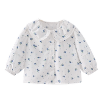 Girls stylish little shirts baby floral cotton tops childrens lapel cardigans autumn clothes cute childrens shirts for women