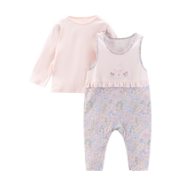 Happy Bear Baby Girl Spring and Autumn Suit Pure Cotton Sweater Overalls Girls Princess Tops Pants Baby Clothes