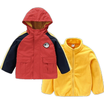 Pig Banner Children with Hat Costume Boy Zip Girls windshirt plus velvet (two pieces)