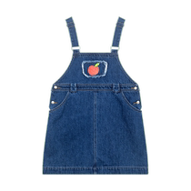 Maradin childrens clothing childrens skirt 24 spring new style girls apple print washed retro denim suspender skirt