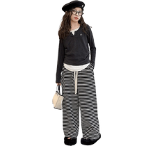 Yuyingfang Girls Autumn Suit 2024 Girls Casual Fake Two-piece Tops Junior High School Students Sports Wide Leg Pants Loose