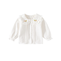 Banxidi Girls Shirt Summer New Fashionable Baby Girl Thin Short-Sleeved Top Summer Childrens White Shirt