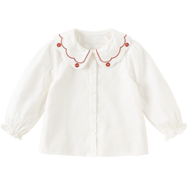 David Bella childrens cotton shirt 2024 girls white shirt medium and large children new autumn style top