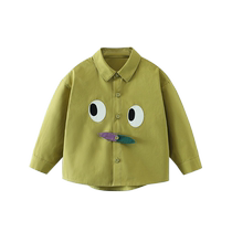 Pure cotton Qiqi Xiong boys long-sleeved shirt childrens autumn shirt baby casual autumn clothing 2024 new style foreign style