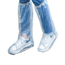 Edo disposable rain boots shoe covers waterproof anti-slip transparent plastic outdoor thickened wear-resistant long tube foot covers on rainy days