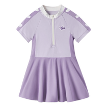 Jerry Baby Cool Quick-drying Girls One-piece Swimsuit Sunscreen Beach Wear Big Childrens Swimsuit Childrens Short-Sleeved Swimsuit