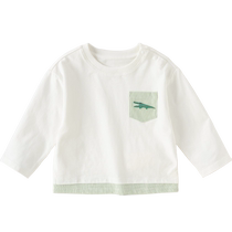 David Bella childrens T-shirt 2024 new spring and autumn boys fake two-piece pullover baby bottoming shirt