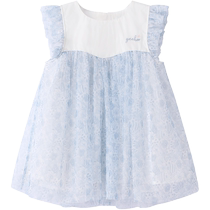 (Same style in the mall) Yings childrens skirt summer breathable girls floral skirt baby princess mesh dress