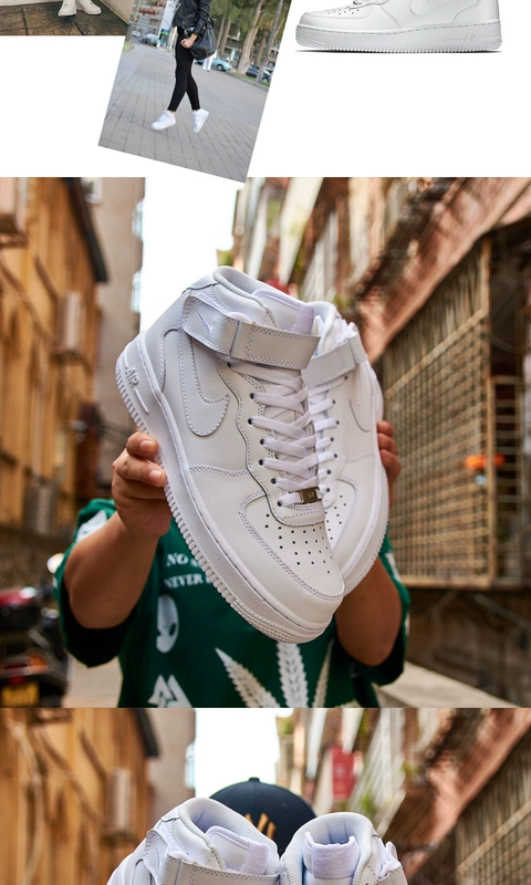  AIR FORCE 1 Air Force Số 1 All White Men Giày thể thao cỡ trung bình thường 315123-111 - Dép / giày thường