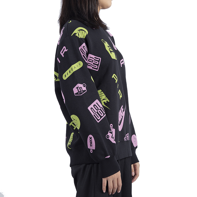 NIKE AS CREW AOP AIRMAX Mẫu áo len cổ tròn thể thao và giải trí dành cho nữ AV8341-010 - Thể thao lông cừu / jumper áo thu đông đôi