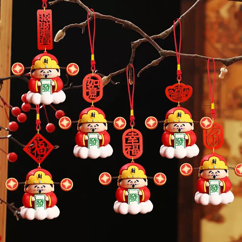 New Three-Dimensional God of Wealth Decoration, Spring Festival Potted Plant, Hanging Tree Ornament, Bag Charm, Plant, Money Tree, New Home Hanging Decoration