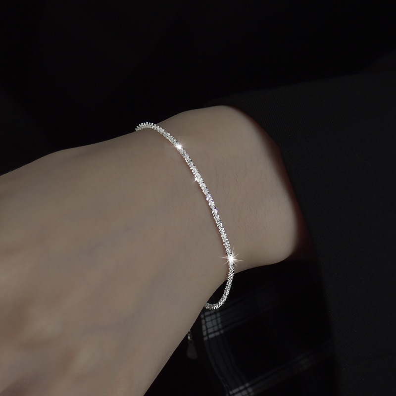 2025 New Model 925 Sterling Silver Starry Bracelet Minimalist Niche Design Wristband Shimmering Plain Chain Ins