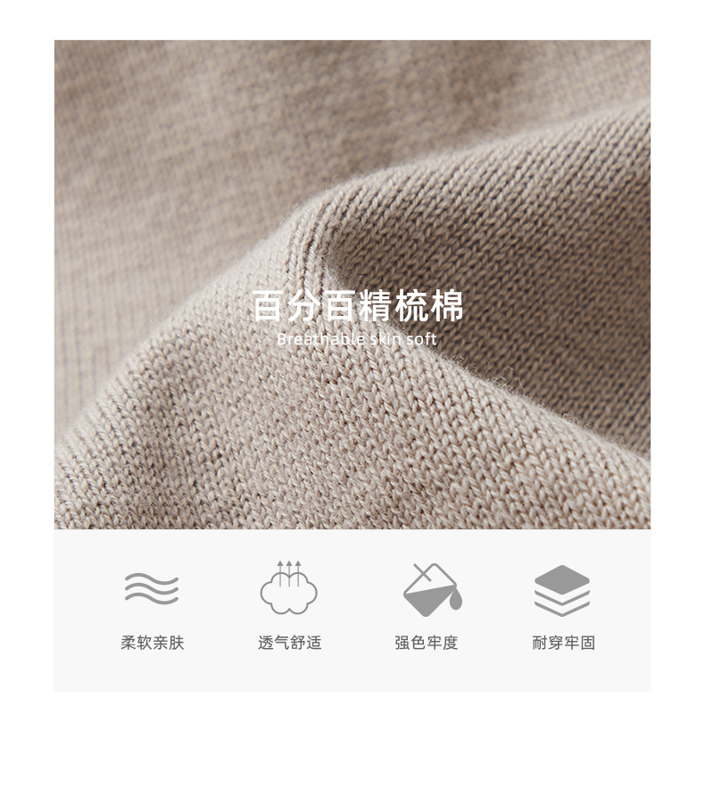 墨麦客 100%精梳棉 男士圆领针织衫 图3