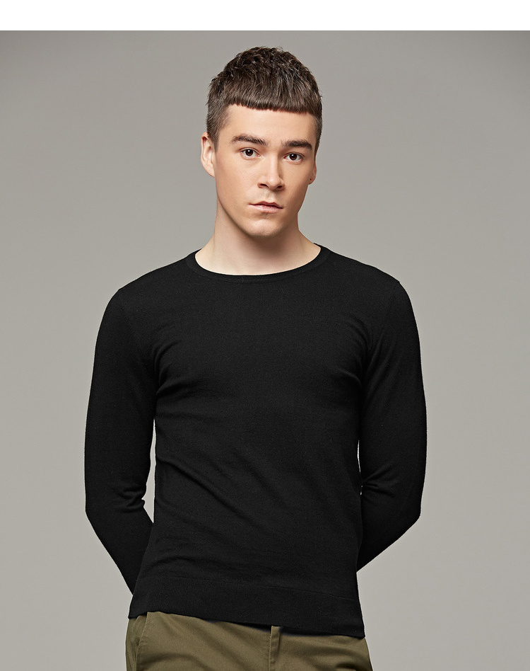 麦 2018 nam mới cổ tròn tay dài chạm đáy áo sơ mi nam thanh niên giản dị áo len nam 2990 áo unisex