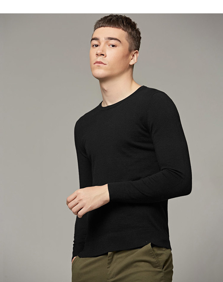 麦 2018 nam mới cổ tròn tay dài chạm đáy áo sơ mi nam thanh niên giản dị áo len nam 2990 áo unisex