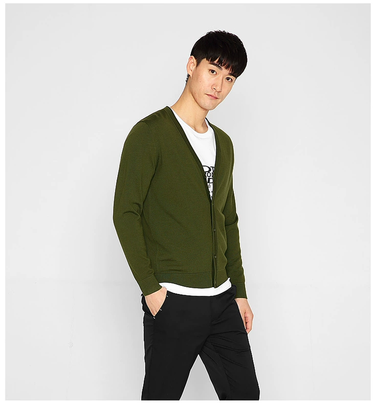 [Chống mùa 40% off] 2017 mùa xuân và mùa thu thanh niên của nam giới tinh khiết len ​​cardigan V-Cổ áo len giản dị áo khoác nam 3151 áo len nam cổ lọ hàn quốc