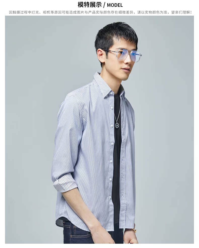 麦 2018 xuân hè mới áo sơ mi sọc cotton dài tay nam thanh lịch giản dị áo sơ mi kiểu nữ