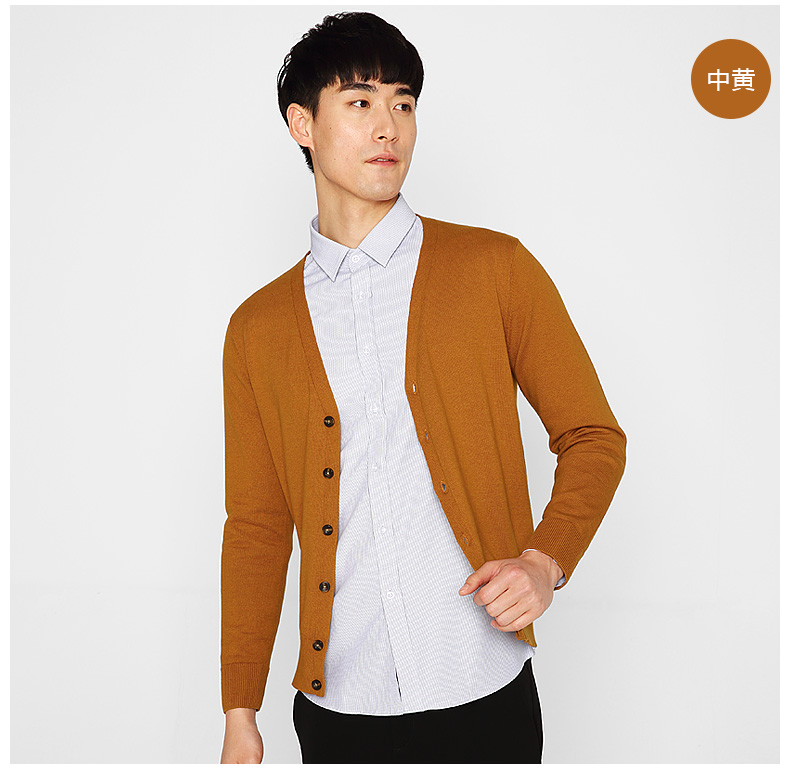 [Off-season 40% off] mùa thu mỏng nam áo len cardigan nam V-Cổ bông giản dị áo len nam áo khoác 3149