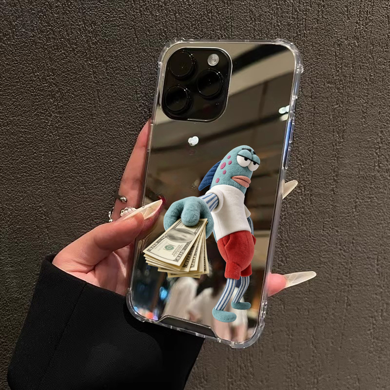 Trendy and Quirky Phone Case for iPhone 17, Apple 14, 16 Pro Max, Honor 90, Huawei Mate 70, P80, Xiaomi 40, Samsung S25, with Makeup Mirror for Girls