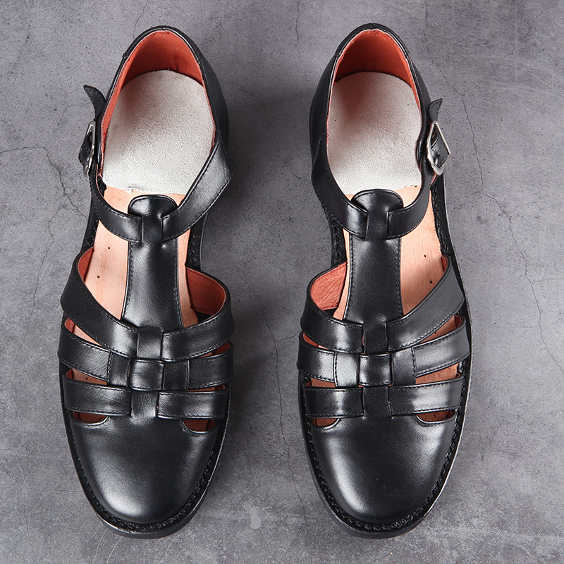 3516 factory online retro summer peel bottom breathable cool leather shoes Old three men bottom 78 Type three with genuine leather sandals