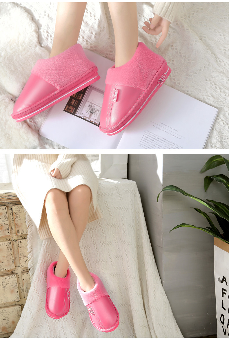 Kéo lại dép ấm đôi chống trượt túi đôi với giày cotton mùa đông dày da không thấm nước dép bông nam giày trong nhà dép lưới