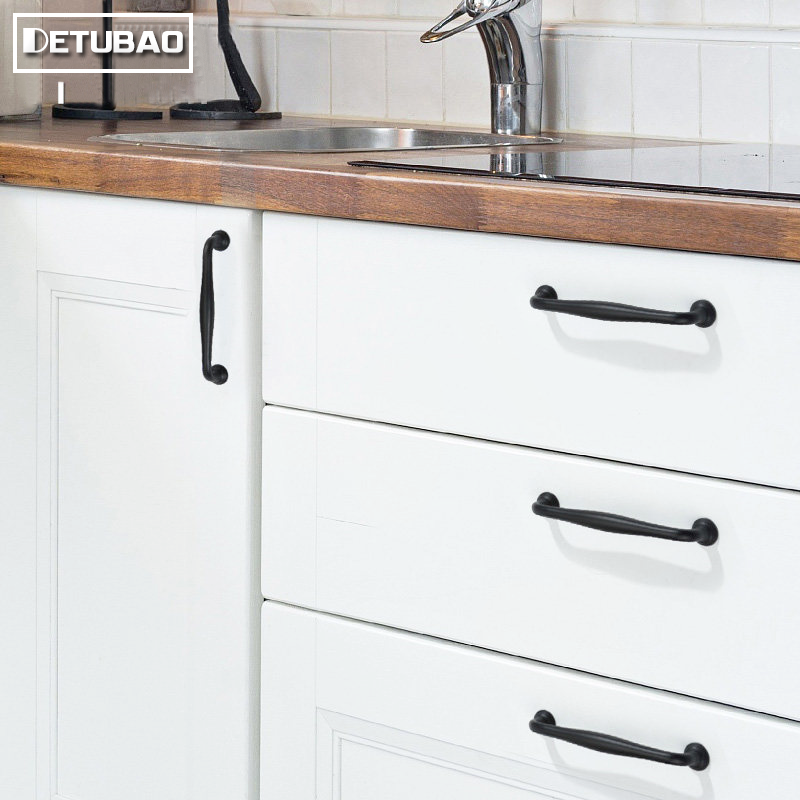Overall cabinet drawer pull handle kitchen matte black cabinet door Nordic style black handle wardrobe American modern minimalist handle