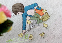 Cross embroidery kit French DMC embroidery line Beautiful girl Beautiful heart love chicken