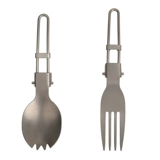 Чистый титановый склад с зубами ложки на открытом воздухе удобен для дикого лагеря для пикника