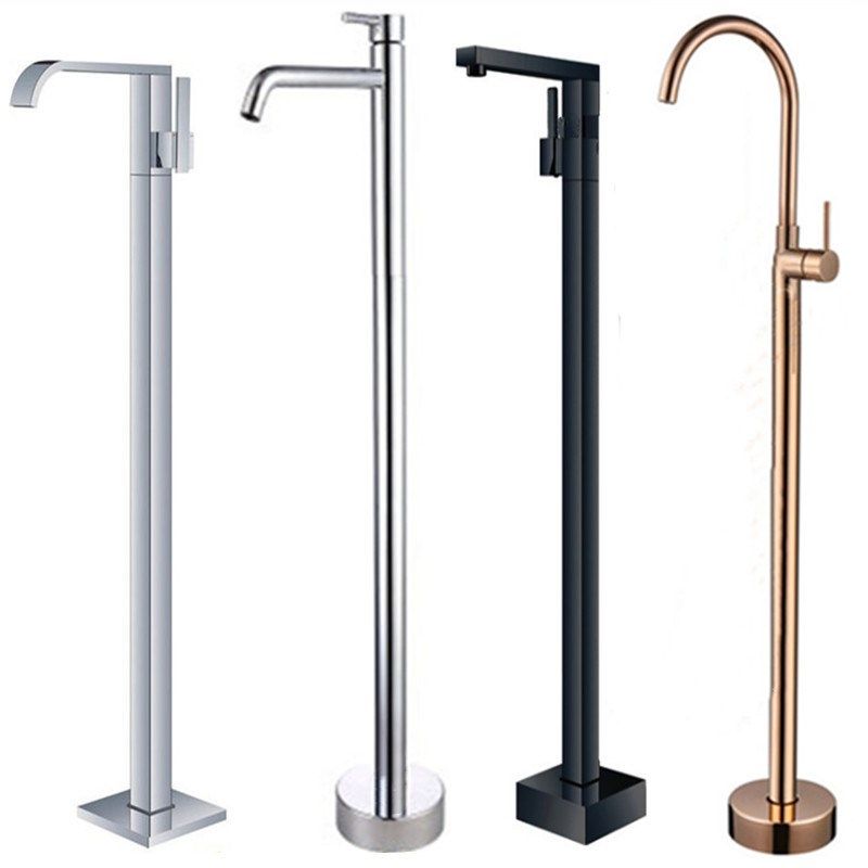Floor bathtub faucet rose gold high basin post basin gun gray black hot and cold double cut bridle fixed waterfall