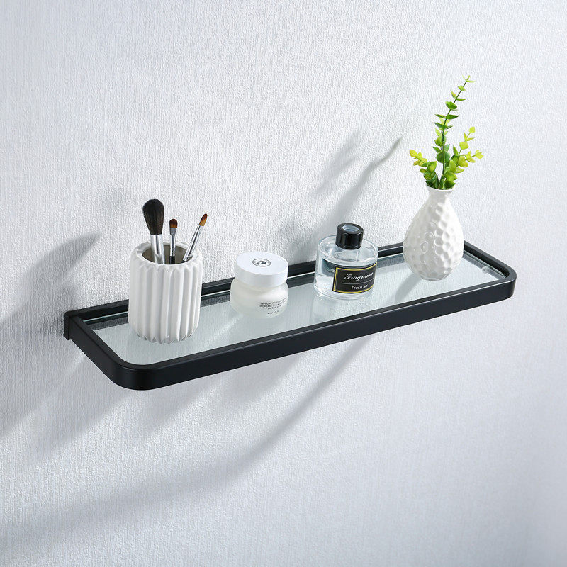 Black Glass Shelve Bathroom Toilet Makeup Room Wash 304 Stainless Steel Makeup containing floor Bathroom Perforated