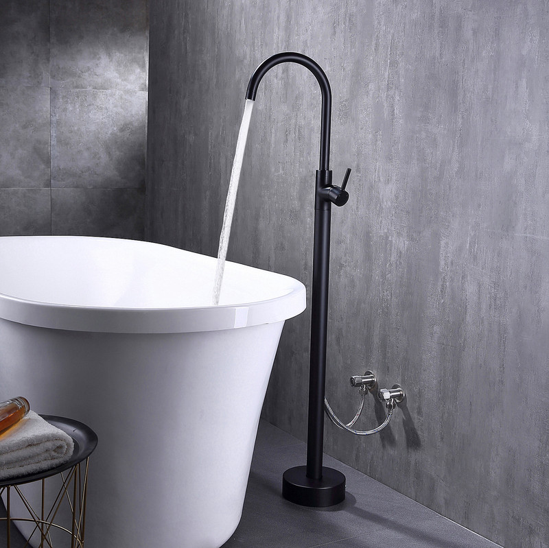 Bathroom Floor-Standing Bathtub Faucet Hotel Home Use Pedestal High Basin Wall-Mounted Concealed Brass Rotatable Hot and Cold Water