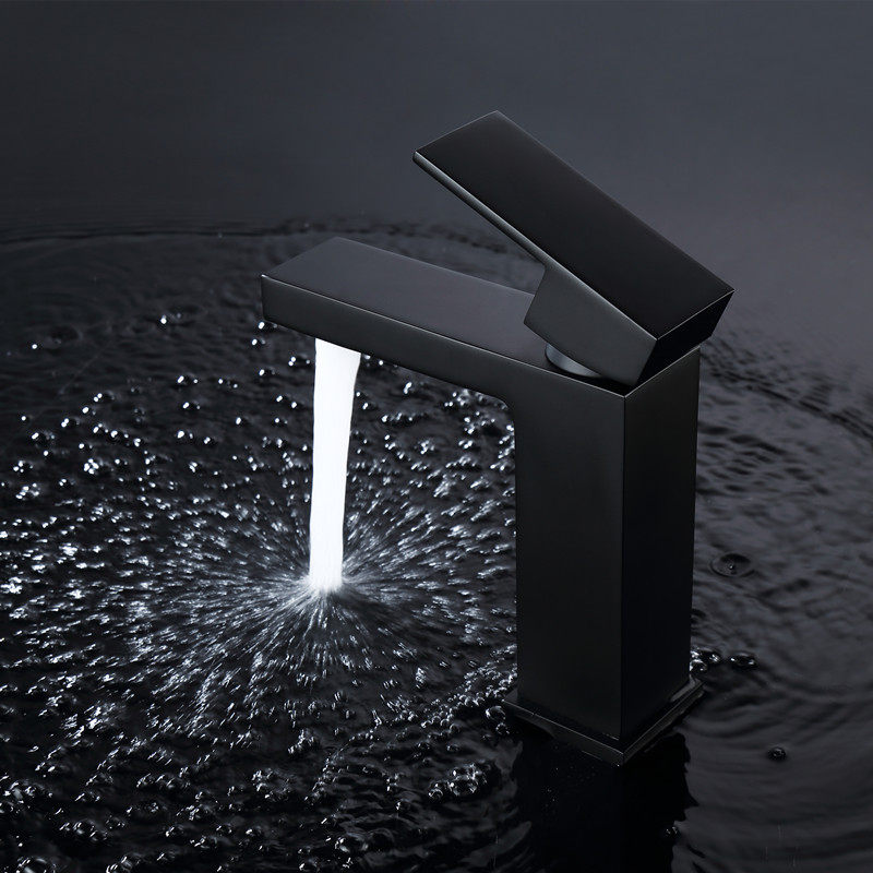 Modern black pelvis faucet cold and hot cosmetic room household wash basin basin basin gold copper tap