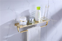 Exit All-copper Bathroom Modern Towel Rack Gold Multifunction Shelf Towel Rod Toilet containing rack wall-hanging