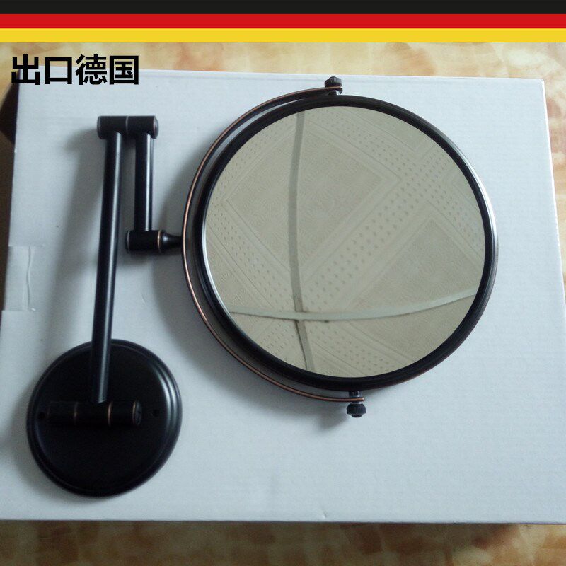 Export German full copper retractable black beauty mirror wall mounted magnifying mirror bathroom folding makeup mirror