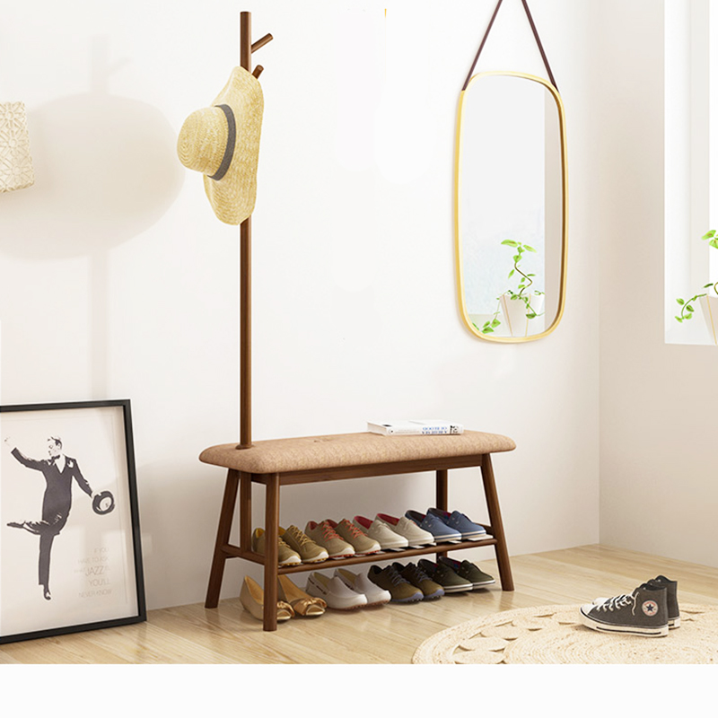 Nordic Multi-function Shoes Change Stool doorway with cloak frame in one-piece hanging frame with shoe stool cabinet