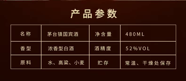 茅台镇产 贵州国宾酒 52度浓香型白酒 纯粮食酒 480ml*6瓶 图2