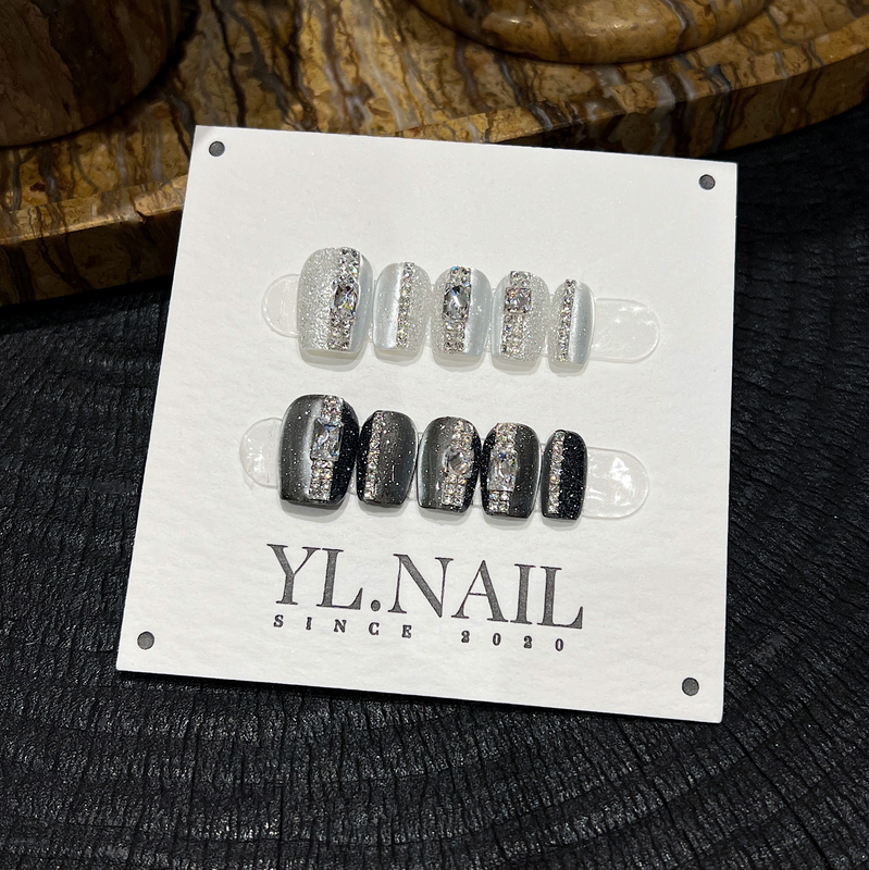 【Yl.Nail Iris's Iceland Hiking - Short】Handmade Nail Art Niche Heavy Craft Rhinestone Glitter Wearable Nails